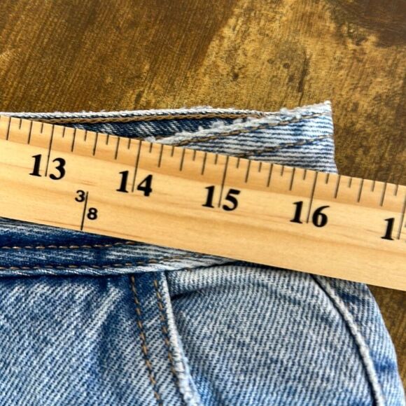Zara Y2K Mid Rise Cargo Jeans Straight Leg size 8 Light Wash Unique Split Hem - Picture 8 of 9